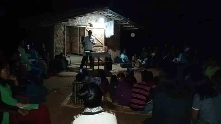 Mr. Chesterfield T. Sangma delivering message at Tebonggre village